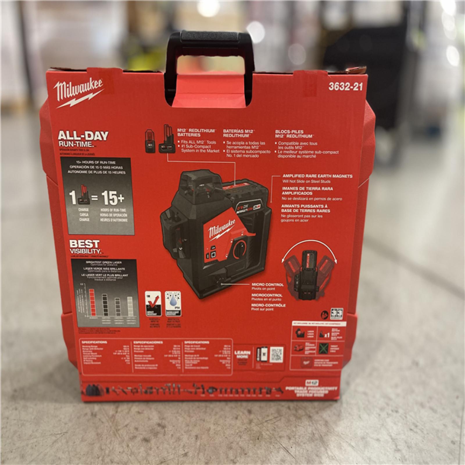 DALLAS LOCATION- NEW!- Milwaukee M12 Green Laser Kit- 360 Degree  3 Plane