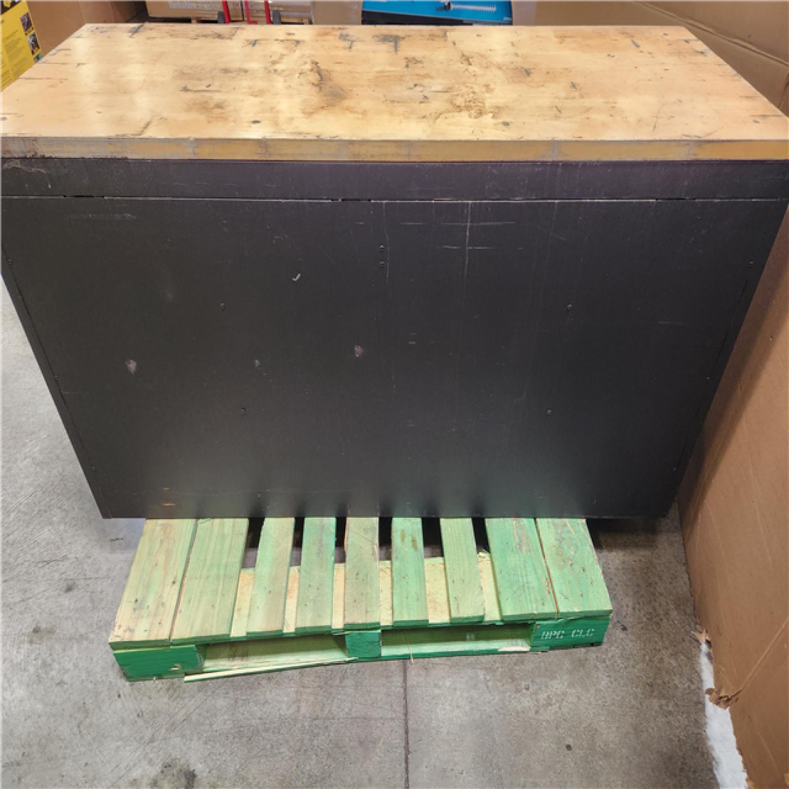 Phoenix AS-IS Husky 61 in. W x 23 in. D Heavy Duty 15-Drawer Mobile Workbench Tool Chest with Solid Wood Top in Matte Black
