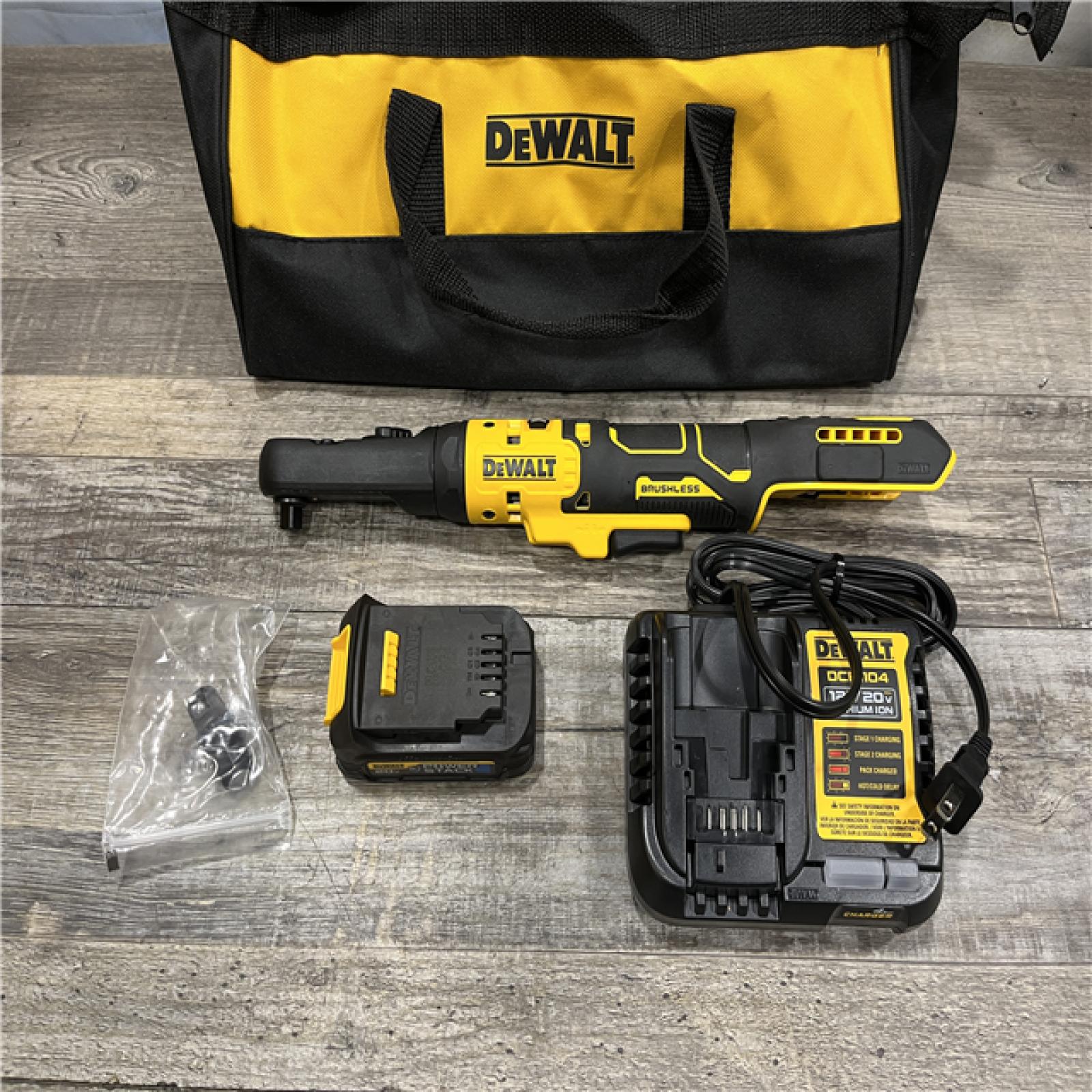 AS-IS DEWALT 20-Volt Maximum Lithium-Ion 3/8 in. and 1/2 in. Cordless Ratchet Kit