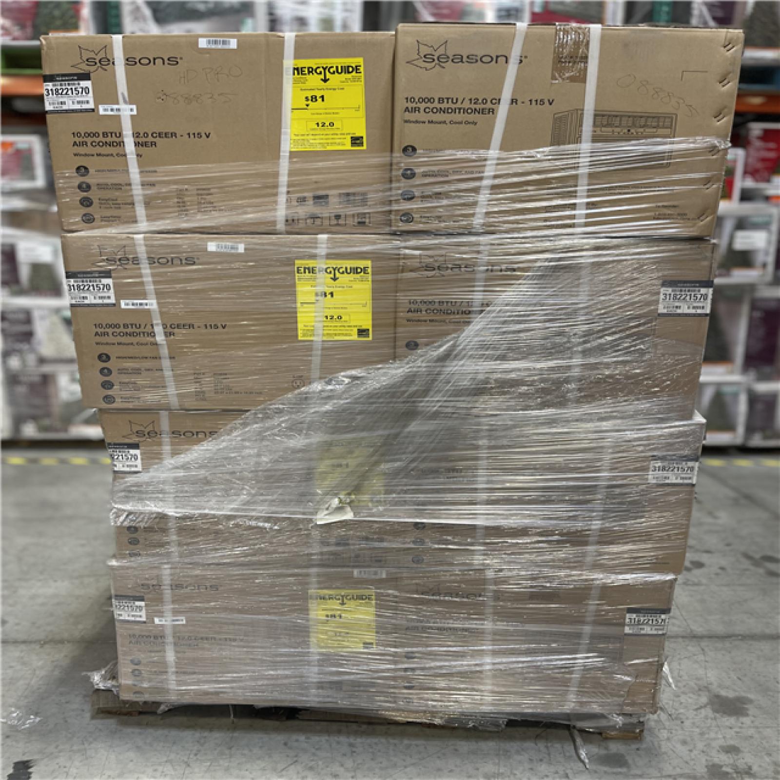 DALLAS LOCATION- SEASONS 10 000 BTU AIR CONDITIONER PALLET-(16 UNITS)