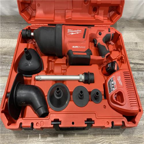 AS-IS Milwaukee 12-Volt Lithium-Ion Cordless Drain Cleaning Airsnake Air Gun Kit
