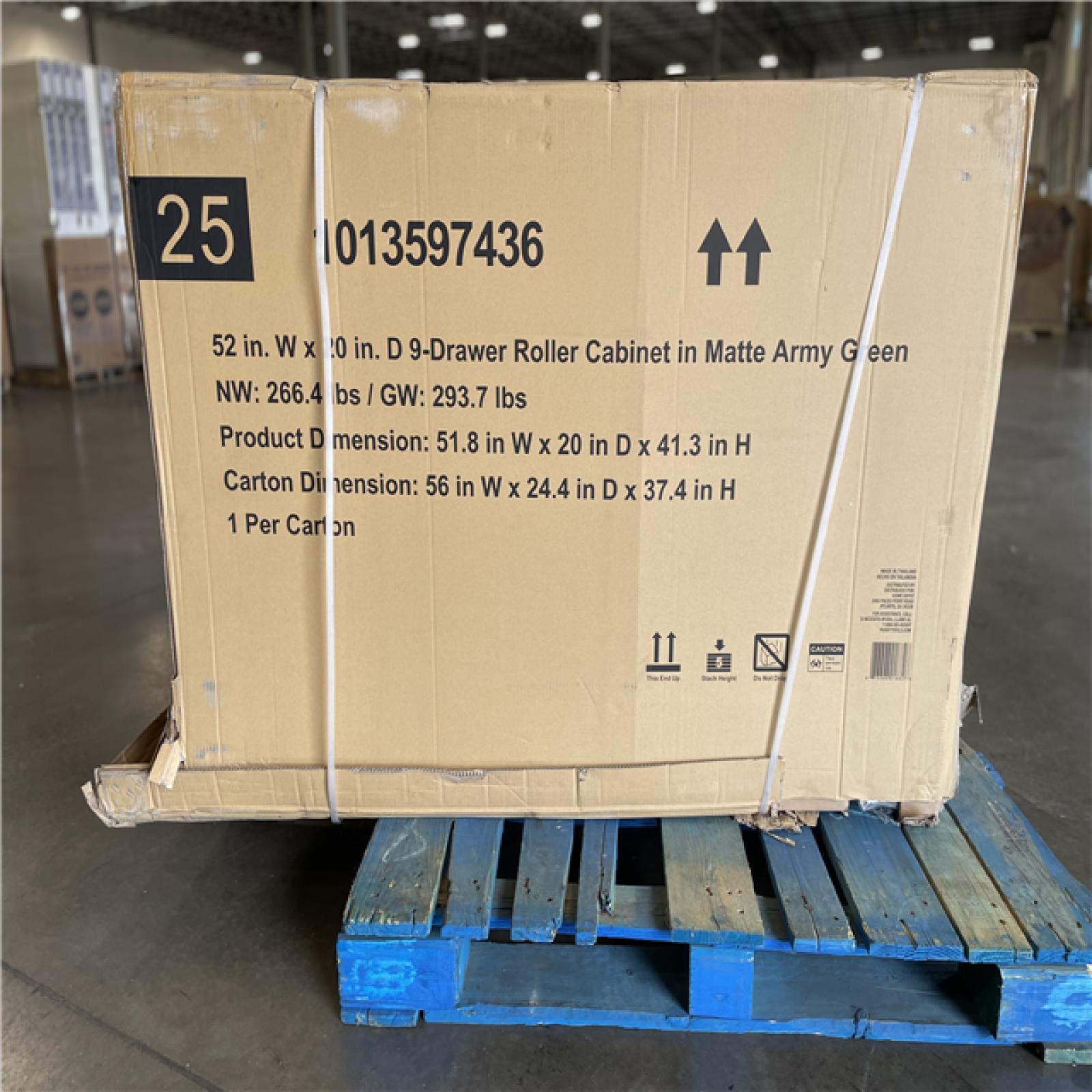 DALLAS LOCATION- AS-IS Husky Heavy Duty 52 in. W 9-Drawer Matte Army Green Rolling Tool Cabinet