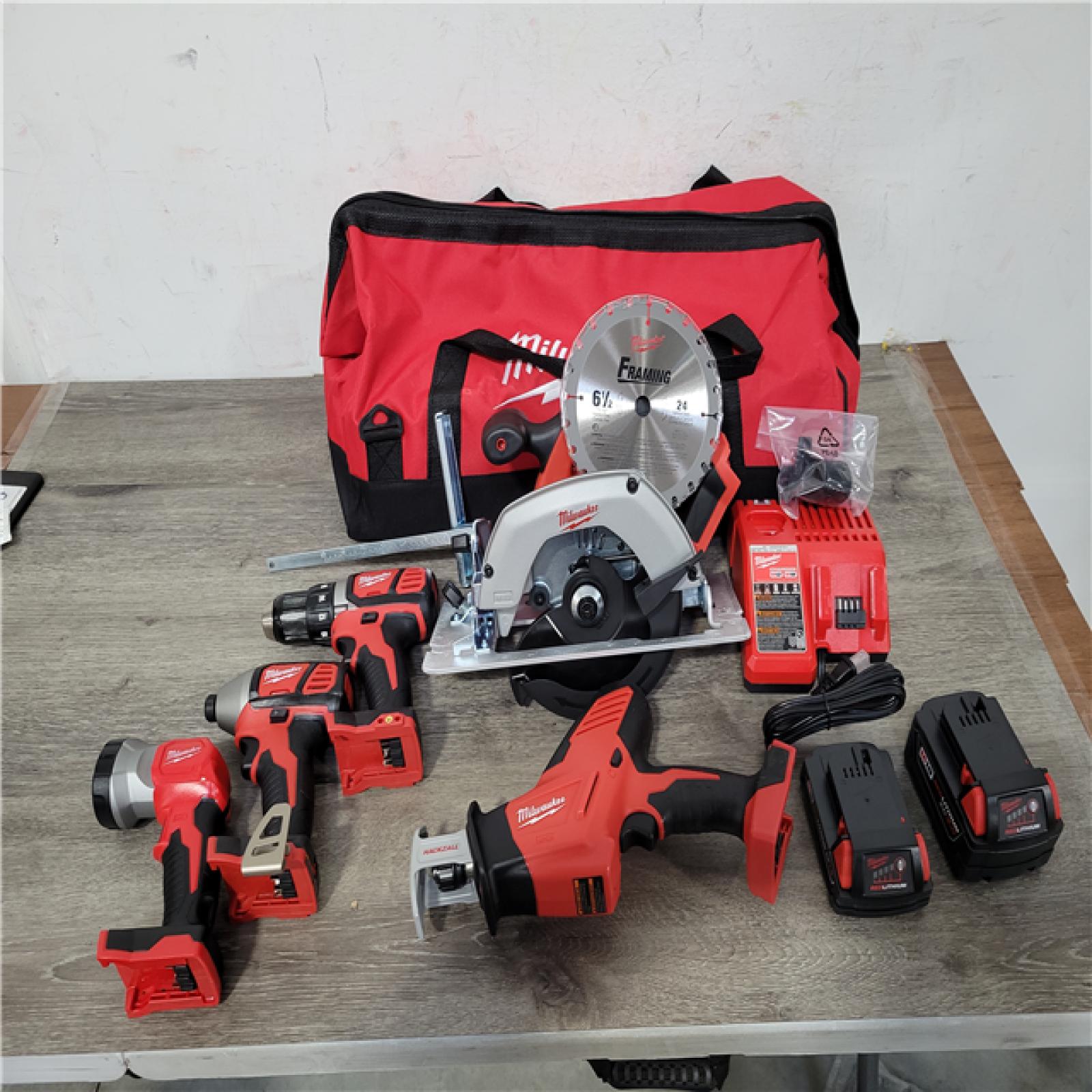 CALIFORNIA NEW MILWAUKEE M18 5-TOOL COMBO KIT (2 BATTERIES  1 CHARGER  AND BAG INCLUDED)