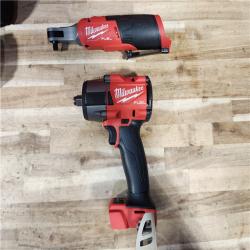 HOUSTON LOCATION - AS-IS Milwaukee FUEL 18V Cordless Mid Torque 1/2 in. Impact Wrench w/ M12 FUEL 3/8 in. Ratchet & Battery/Charger Combo Kit