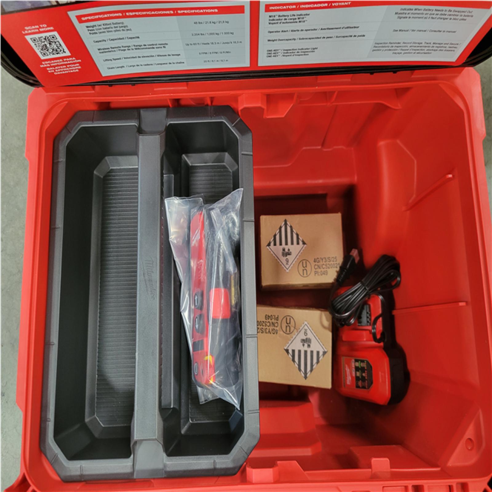 CALIFORNIA AS-IS MILWAUKEE COMPACT 1-TON CHAIN HOIST KIT W/ONE-KEY