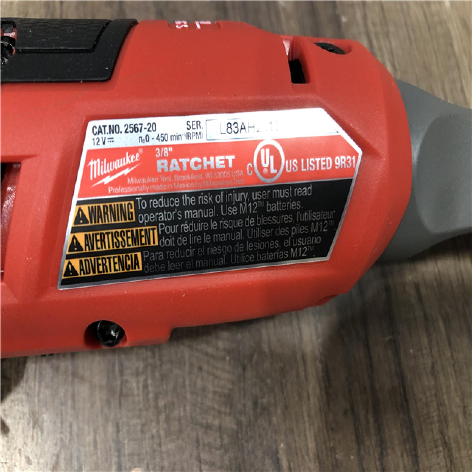 AS-IS Milwaukee FUEL 12-Volt Lithium-Ion Brushless Cordless High Speed 3/8 in. Ratchet (Tool-Only)