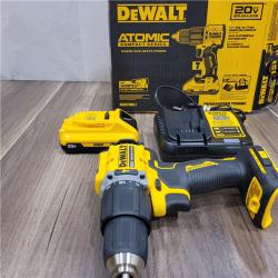 AS-IS DEWALT ATOMIC 20-Volt Lithium-Ion Cordless 1/2 in. Compact Hammer Drill with 3.0Ah Battery, Charger and Bag