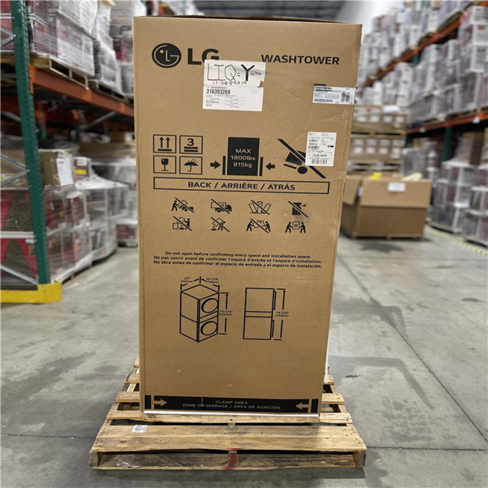 DALLAS LOCATION - LG WashTower Stacked SMART Laundry Center 4.5 Cu.Ft. Front Load Washer & 7.4 Cu.Ft. Electric Dryer in White