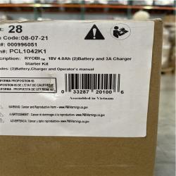 NEW! RYOBI 18V 4.0Ah (2)Battery and 3A Charger Starter Kit