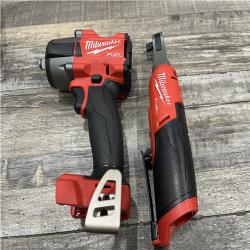 AS-IS Milwaukee FUEL 18V Cordless Mid Torque 1/2 in. Impact Wrench w/ 12 FUEL 3/8 in. Ratchet Combo Kit