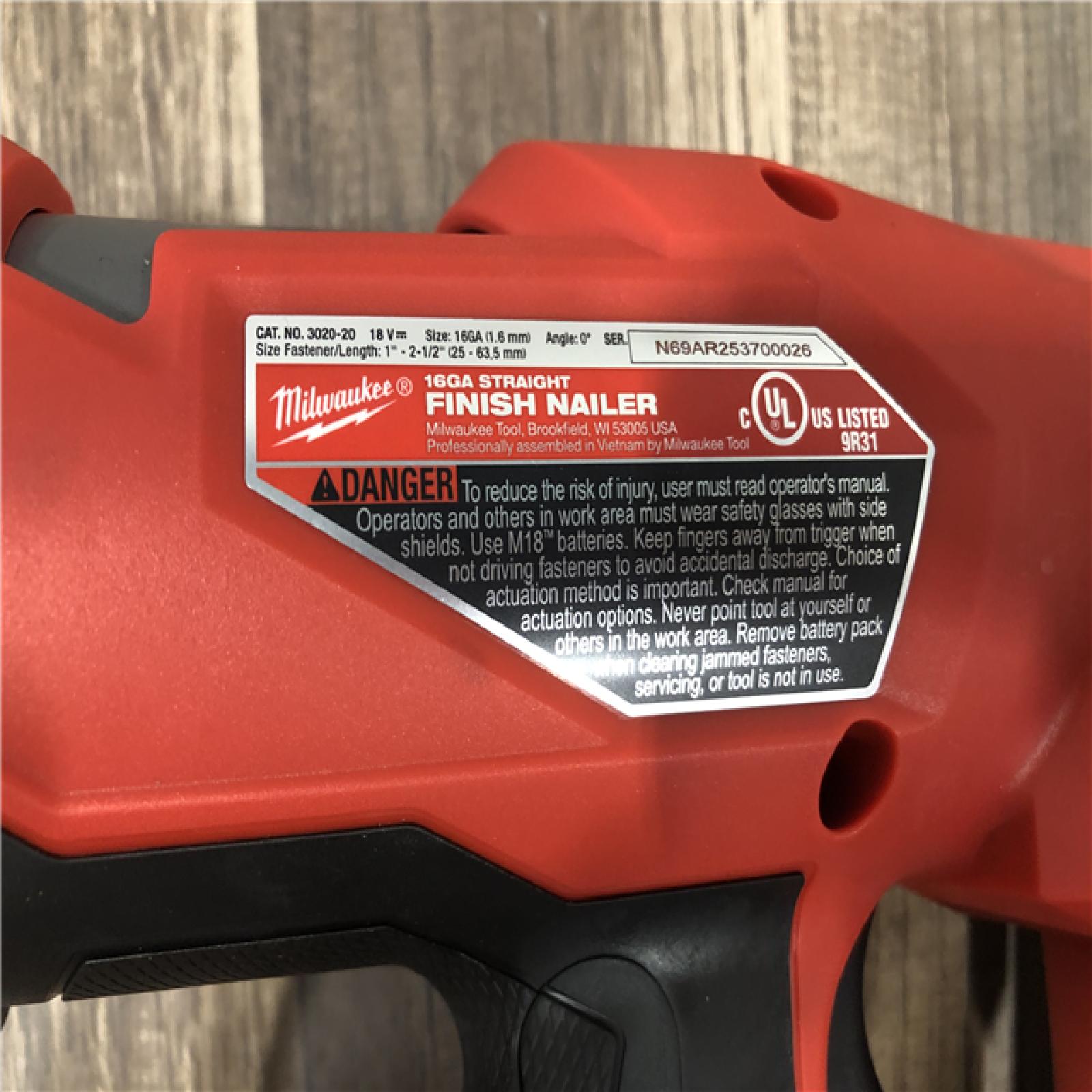 AS-IS Milwaukee FUEL 18-Volt Lithium-Ion Brushless Cordless Gen ll 16-Gauge Straight Finish Nailer (Tool Only)