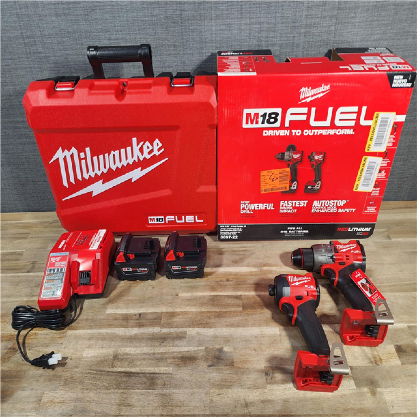 HOUSTON LOCATION - AS-IS (APPEARS LIKE NEW) MILWAUKEE M18 FUEL 18V Lithium-Ion Brushless Cordless Hammer Drill and Impact Driver Combo Kit (2-Tool) with 2 Batteries