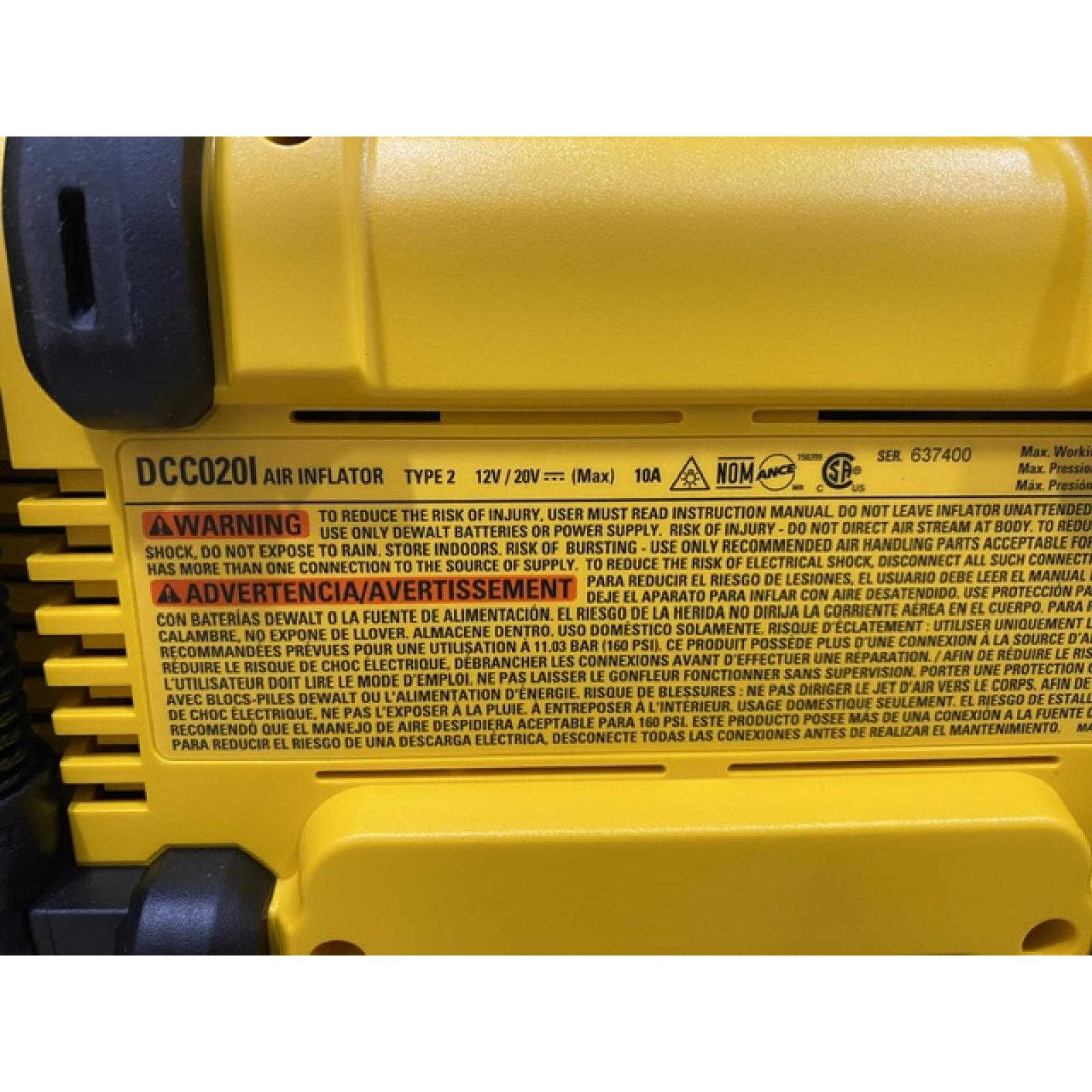 AS-IS DEWALT 20V MAX Cordless Electric Portable Inflator (Tool Only)