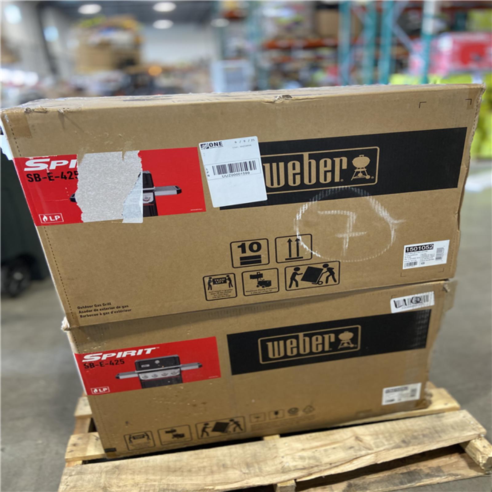 DALLAS LOCATION - Weber Spirit SB-E-425 4-Burner Liquid Propane Gas Grill in Black with Sear Zone and Weber Works Compatibility (2 UNITS)