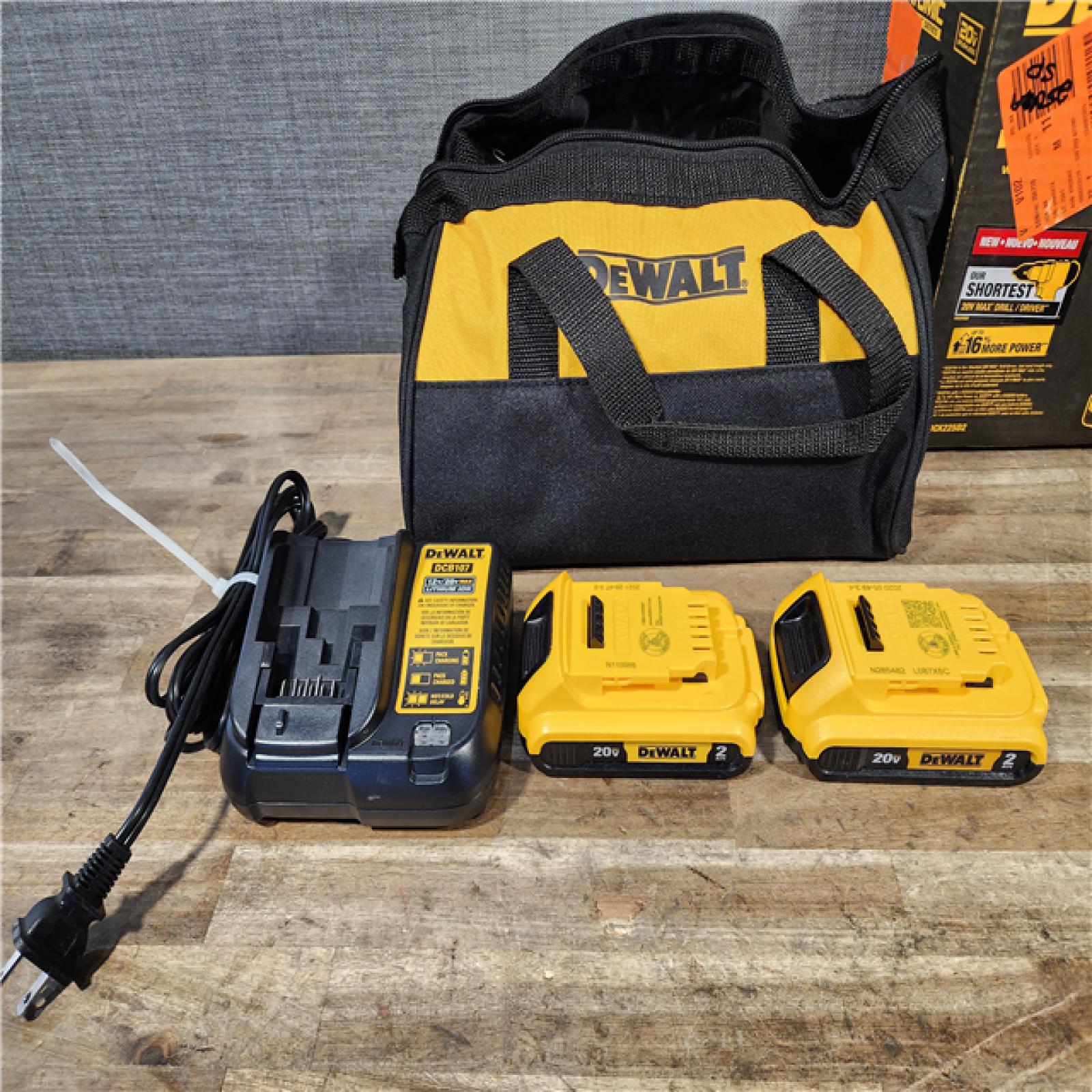 HOUSTON LOCATION - AS-IS Dewalt DCK225D2 20V MAX ATOMIC Brushless Compact Lithium-Ion 1/2 in. Cordless Drill Driver and 1/4 in. Impact Driver Combo Kit with 2 Batteries 2 Ah