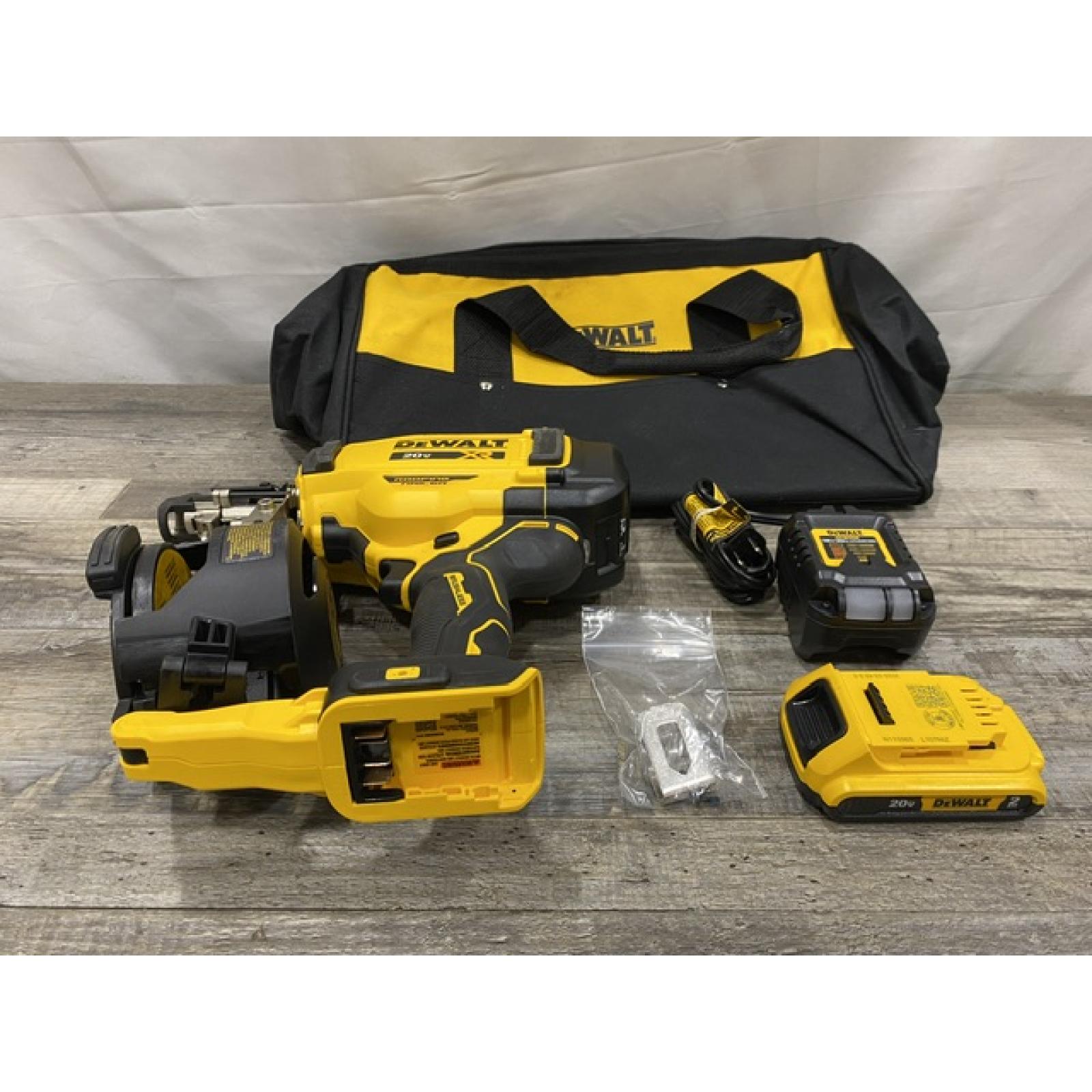 AS-IS DEWALT 20V MAX Lithium-Ion 15-Degree Electric Cordless Roofing Nailer Kit