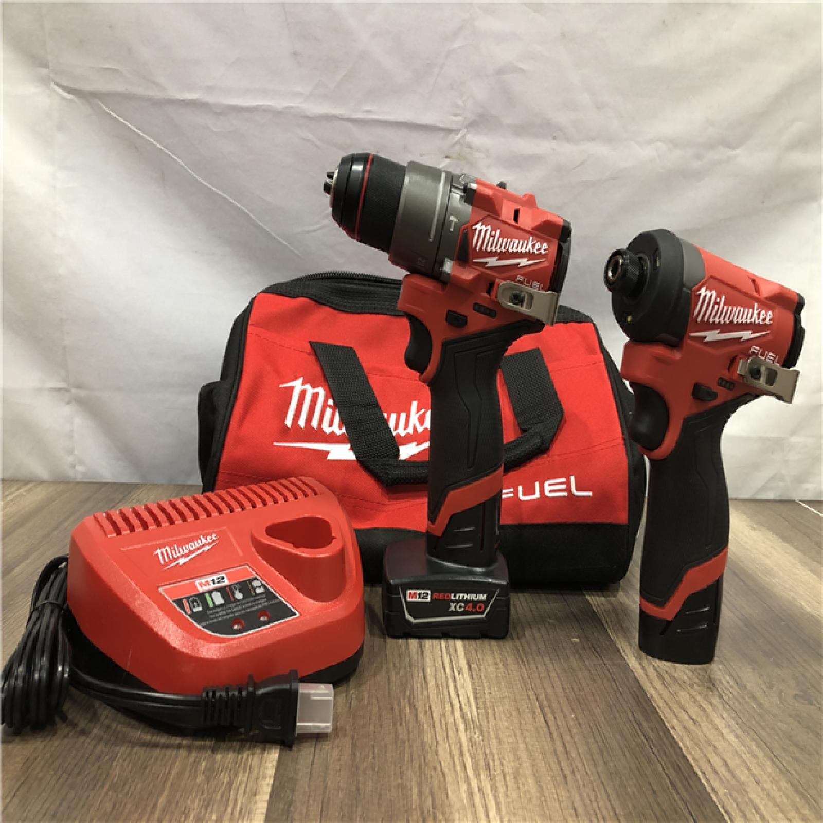 AS-IS Milwaukee FUEL 12-Volt Lithium-Ion Brushless Cordless Hammer Drill and Impact Driver Combo Kit