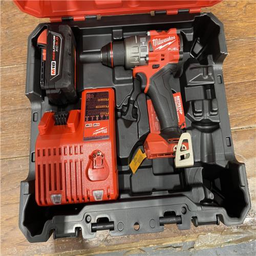 AS-IS Milwaukee 2904-22 Hammer Drill Driver Kit with Batteries  Charger & Tool Case  Red