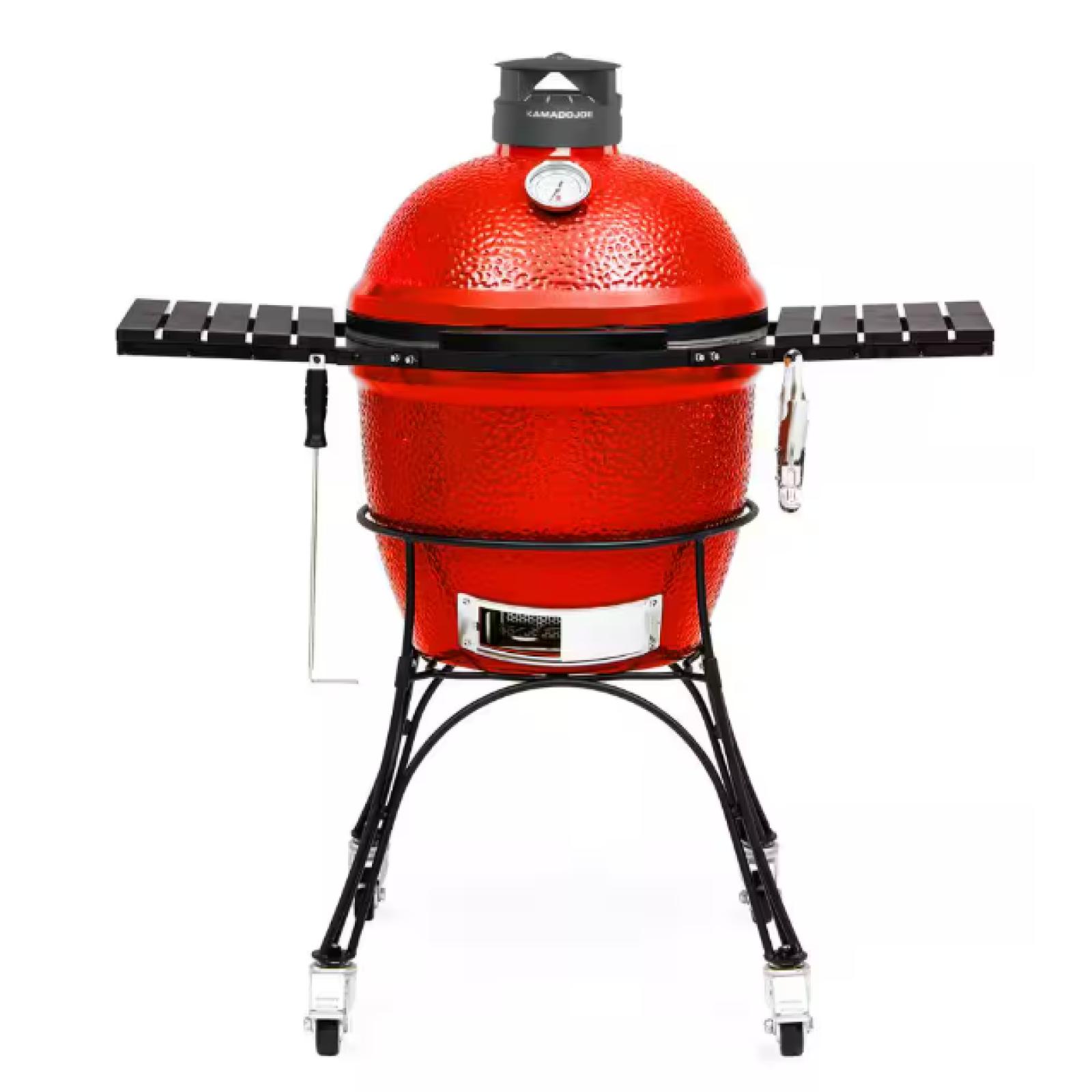 NEW Classic Joe II 18 in. Charcoal Grill in Red with Cart  Side Shelves  Grate Gripper  and Ash Tool