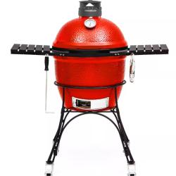 NEW Classic Joe II 18 in. Charcoal Grill in Red with Cart  Side Shelves  Grate Gripper  and Ash Tool