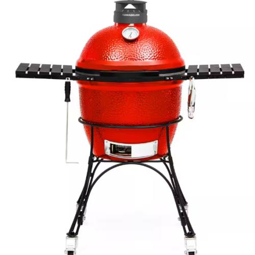 NEW Classic Joe II 18 in. Charcoal Grill in Red with Cart  Side Shelves  Grate Gripper  and Ash Tool