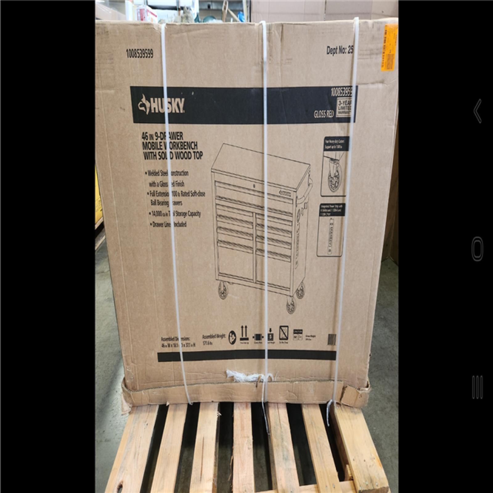 Phoenix NEW Husky Tool Storage 46 in. W x 18 in. D 9-Drawer Gloss Red Mobile Workbench Cabinet