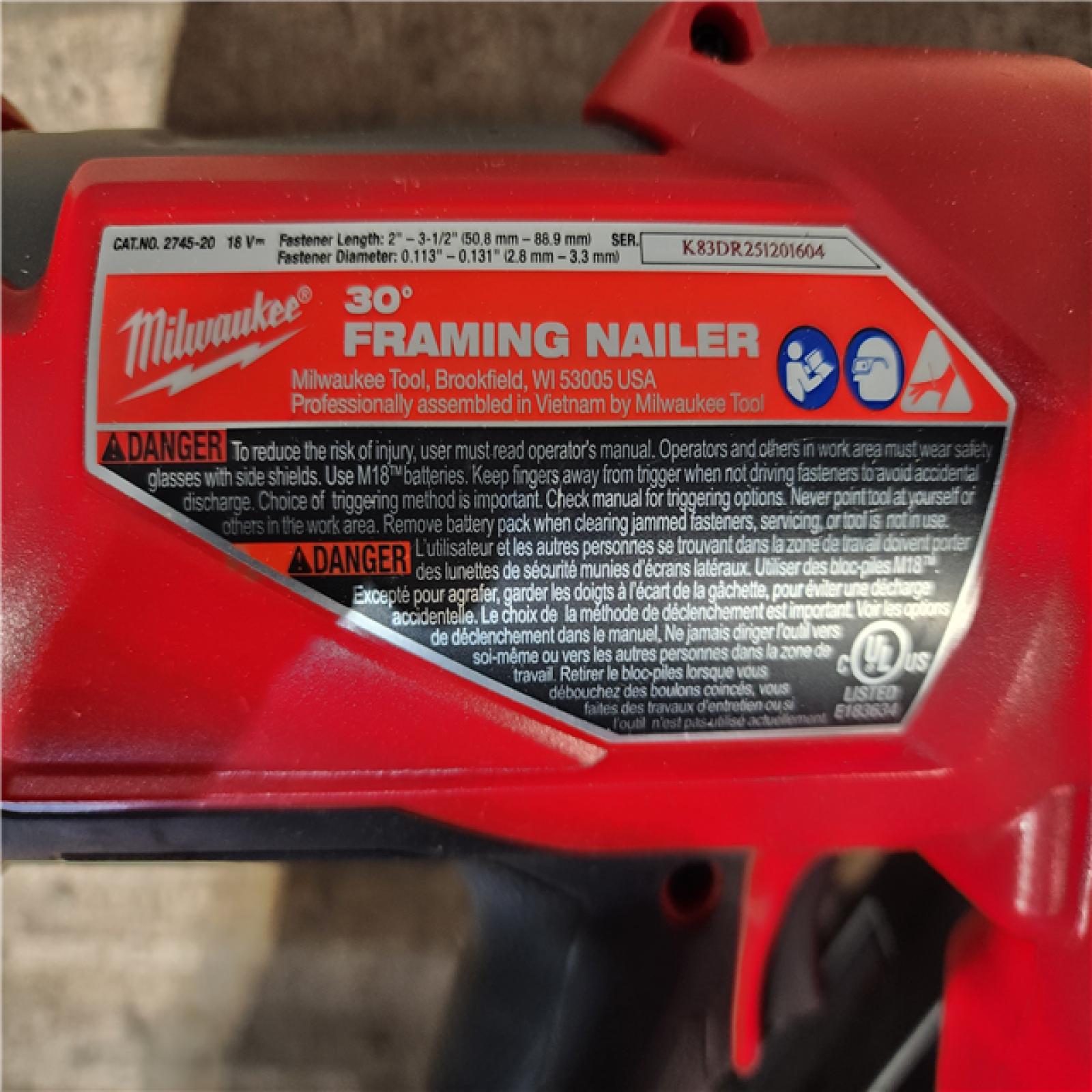 HOUSTON LOCATION - AS-IS Milwaukee M18 FUEL 30 Degree Framing Nailer (TOOL ONLY)
