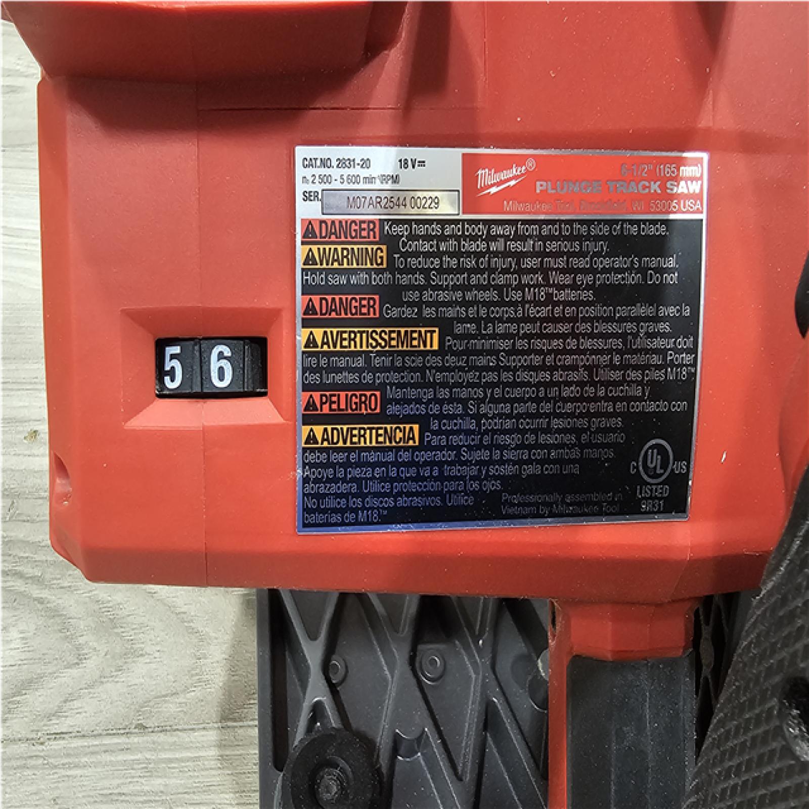 AS-IS Milwaukee FUEL 18V Lithium-Ion Cordless Brushless 6-1/2 in. Plunge Cut Track Saw (Tool-Only)