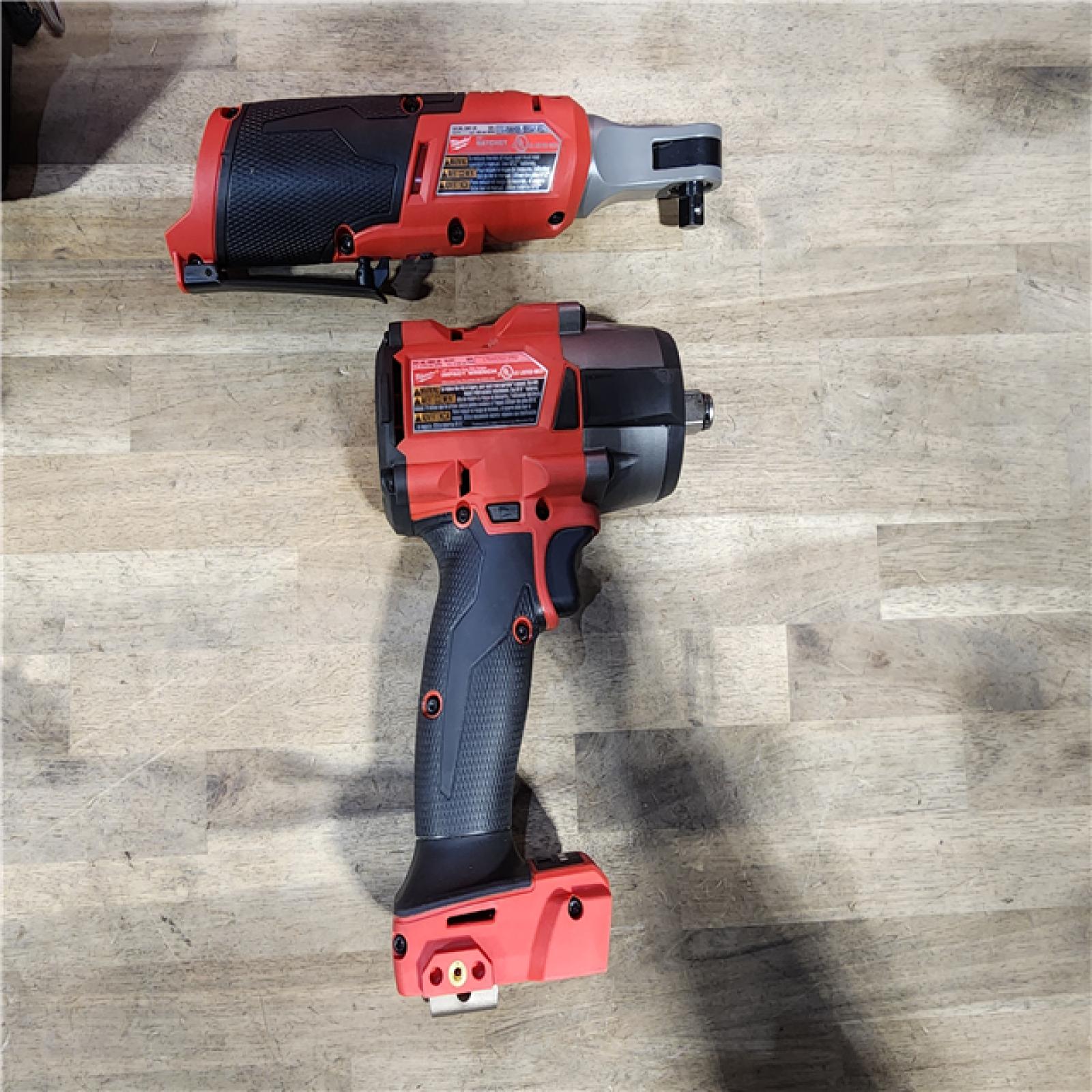HOUSTON LOCATION - AS-IS M18 FUEL 18V Cordless Mid Torque 1/2 in. Impact Wrench W/ M12 FUEL 3/8 in. Ratchet & Battery/Charger Combo Kit