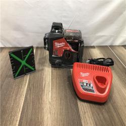 AS-IS Milwaukee M12 12-Volt Lithium-Ion Cordless Green 250 ft. 3-Plane Laser Level Kit