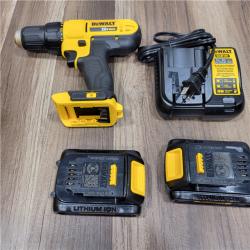 GOOD DEWALT 20V MAX Cordless 1/2 in. Drill/Driver, (2) 20V 1.3Ah Batteries, Charger and Bag
