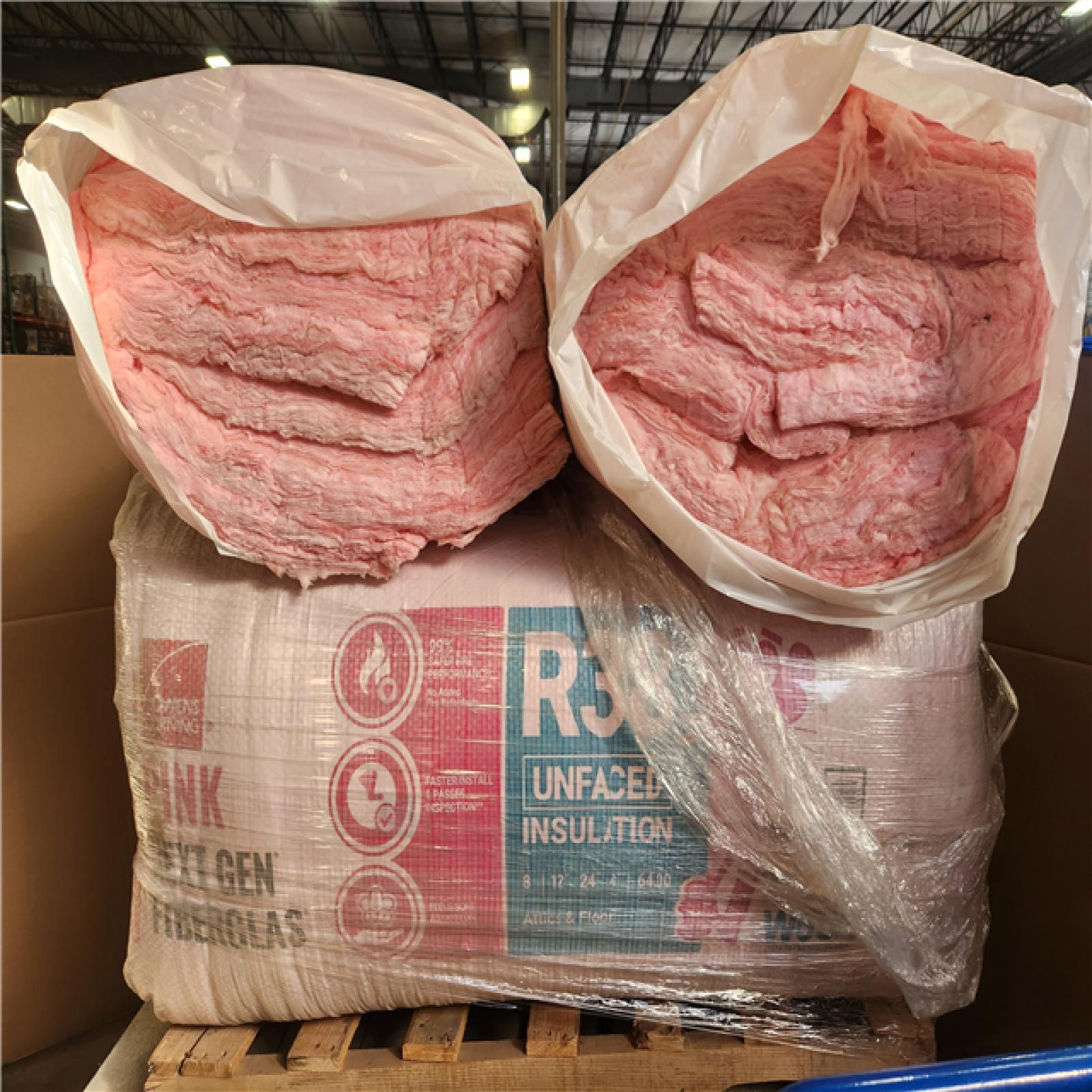 Phoenix AS-IS Owens Corning R-38 Unfaced Fiberglass Insulation Batt 24 in. x 48 in. Pallet (6 Bags)