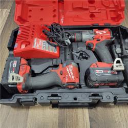 AS-IS MILWAUKEE M18 FUEL 18V Lithium-Ion Brushless Cordless Hammer Drill and Impact Driver Combo Kit (2-Tool) with 2 Batteries