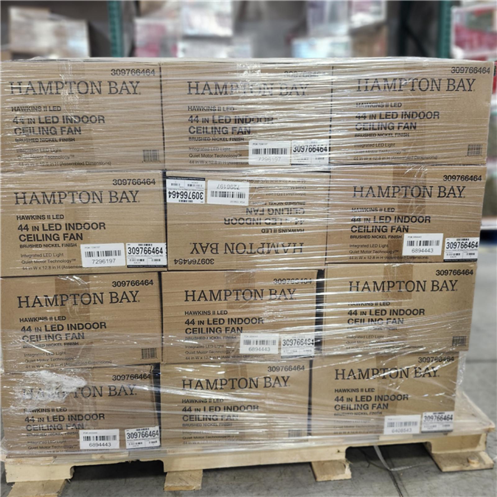 DALLAS LOCATION - Hawkins 44 in. LED Brushed Nickel Ceiling Fan with Light Kit Brown PALLET-(24 UNITS)