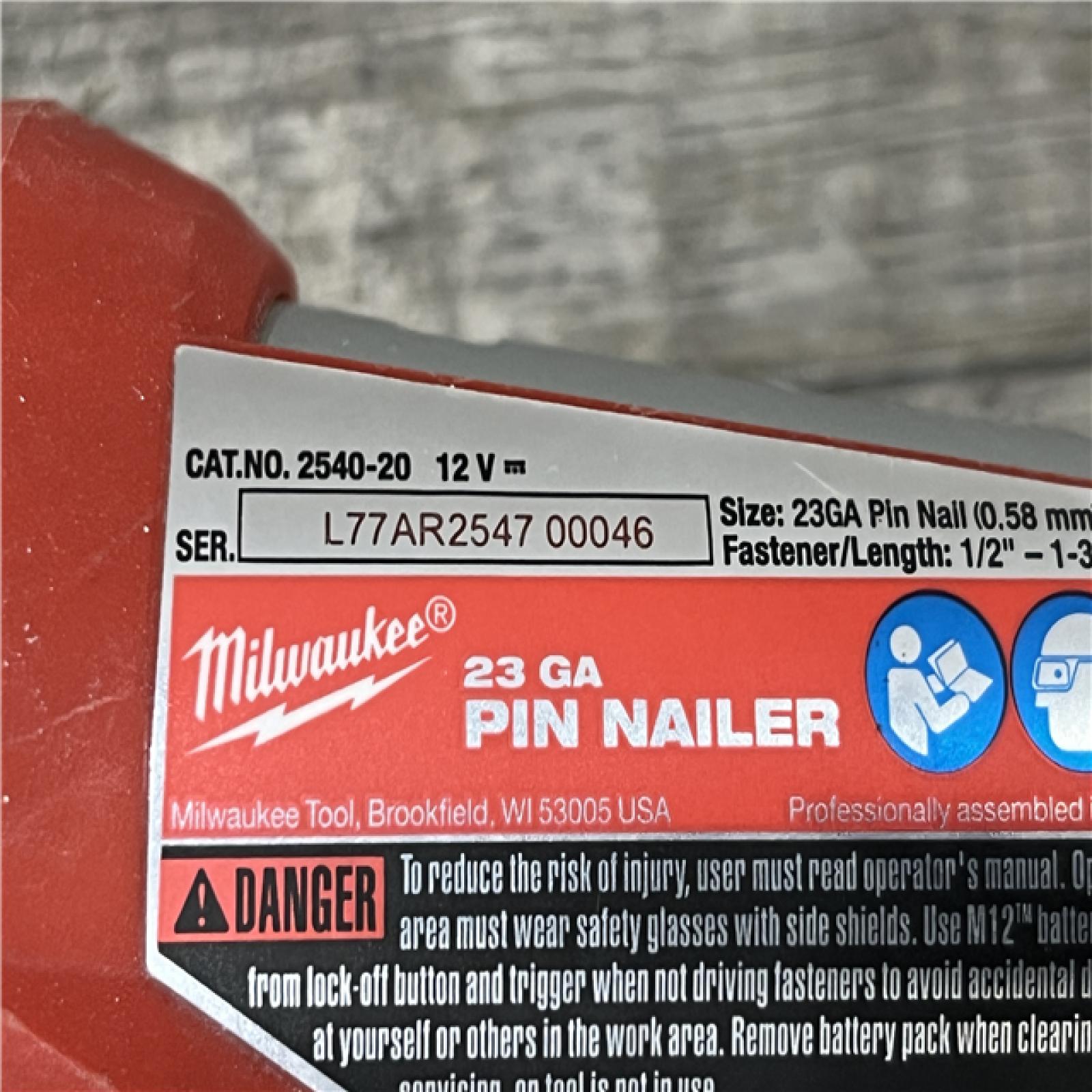 AS-IS Milwaukee 12-Volt 23-Gauge Lithium-Ion Cordless Pin Nailer (Tool-Only)