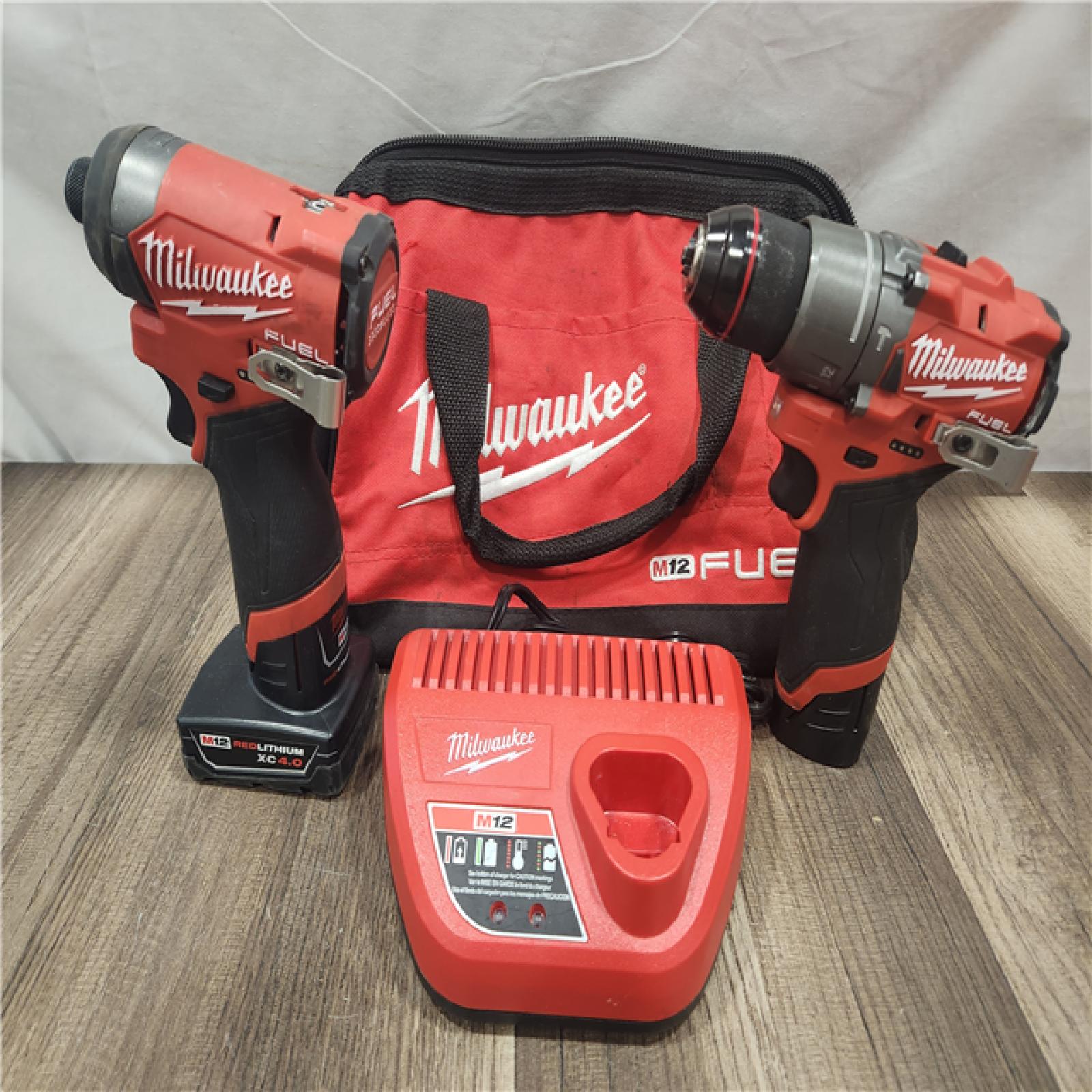 AS-IS- Milwaukee 12V Brushless Hammer Drill and Impact Driver Combo Kit