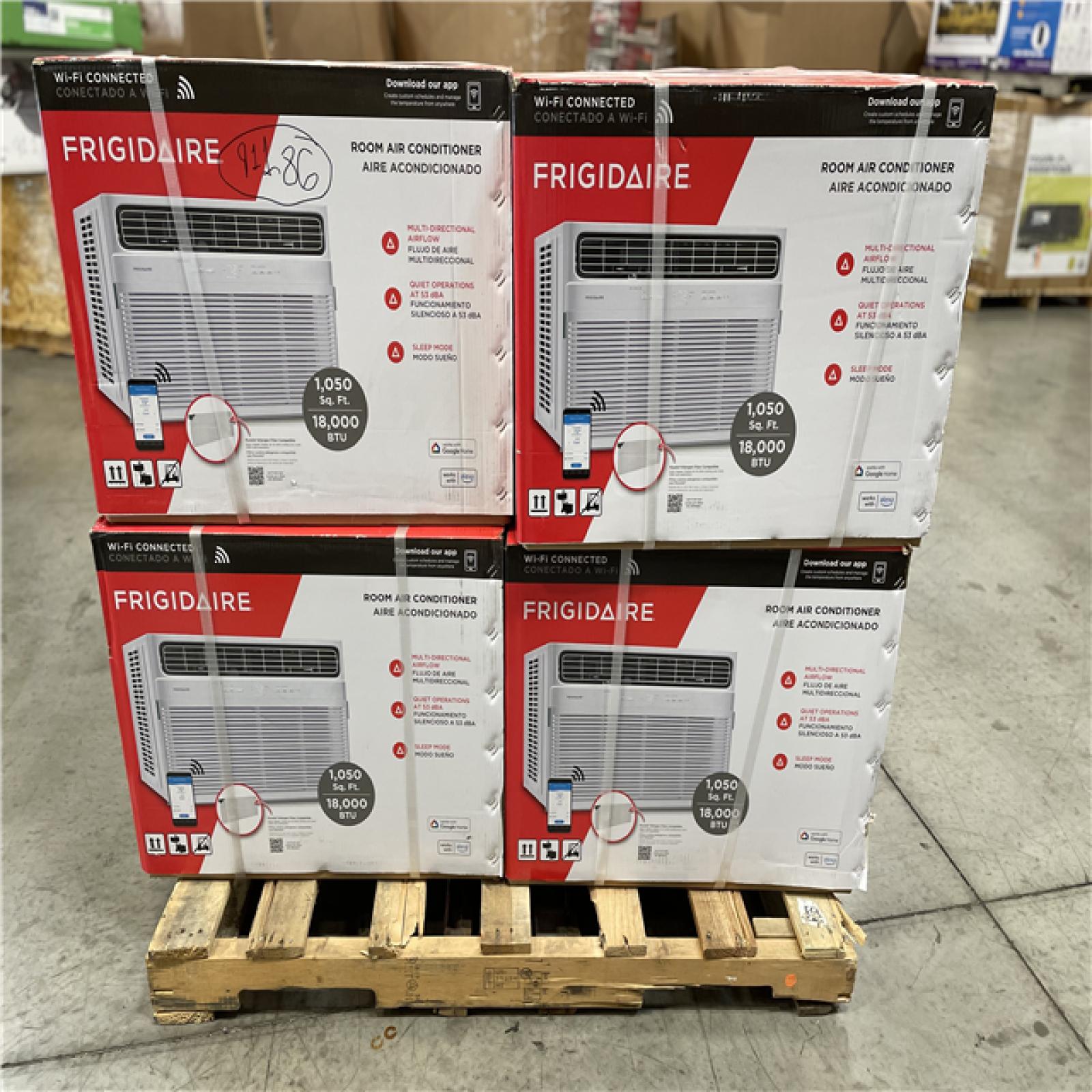DALLAS LOCATION- NEW!- FRIGIDAIRE18 000 DOE BTU 230-Volts Window Air Conditioner PALLET (4 UNITS)