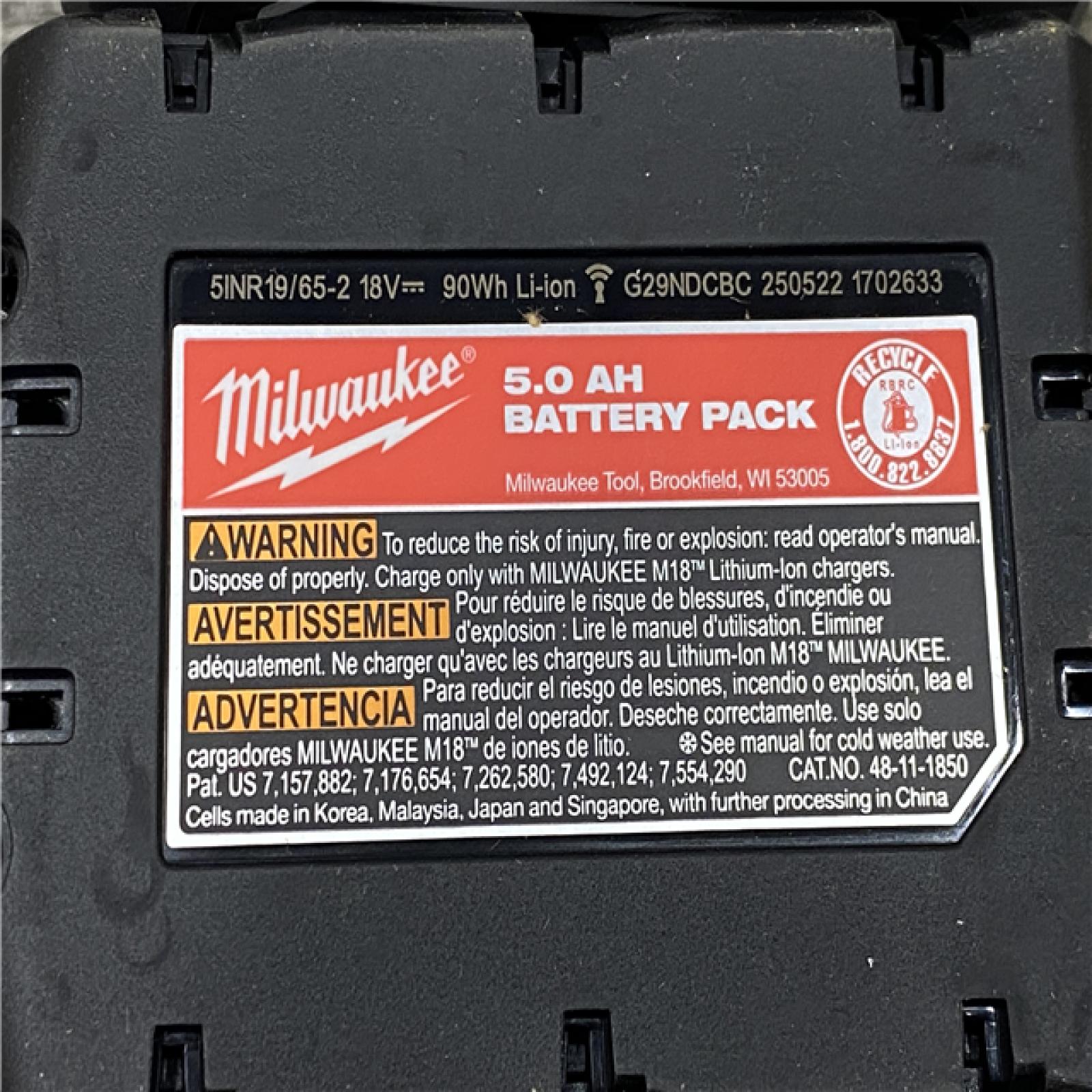 AS-IS Milwaukee 18-Volt Lithium-Ion XC Starter Kit with Two 5.0Ah Batteries and Charger
