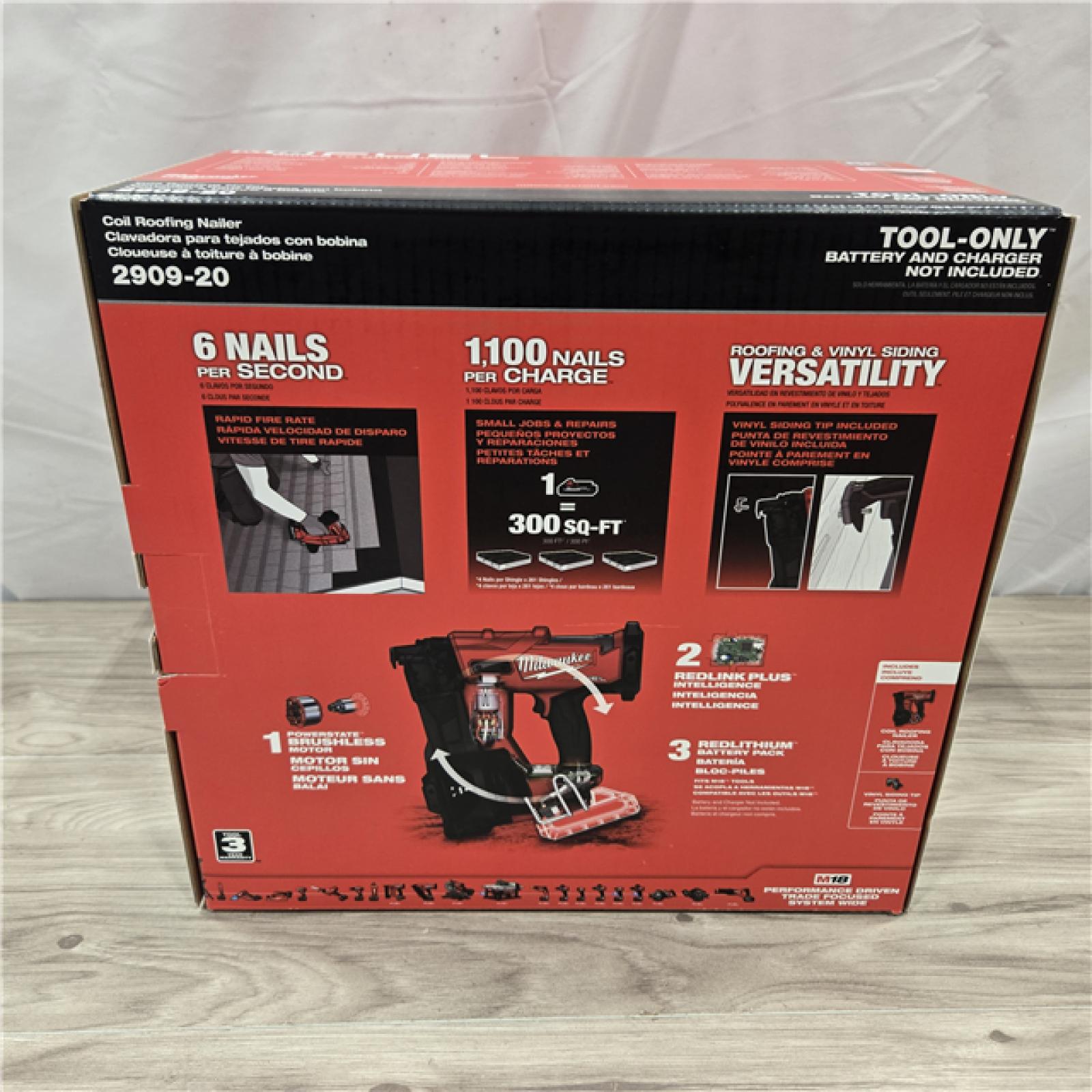 NEW! -  Milwaukee M18 FUEL 18V Cordless Coil Roofing Nailer (Tool Only)
