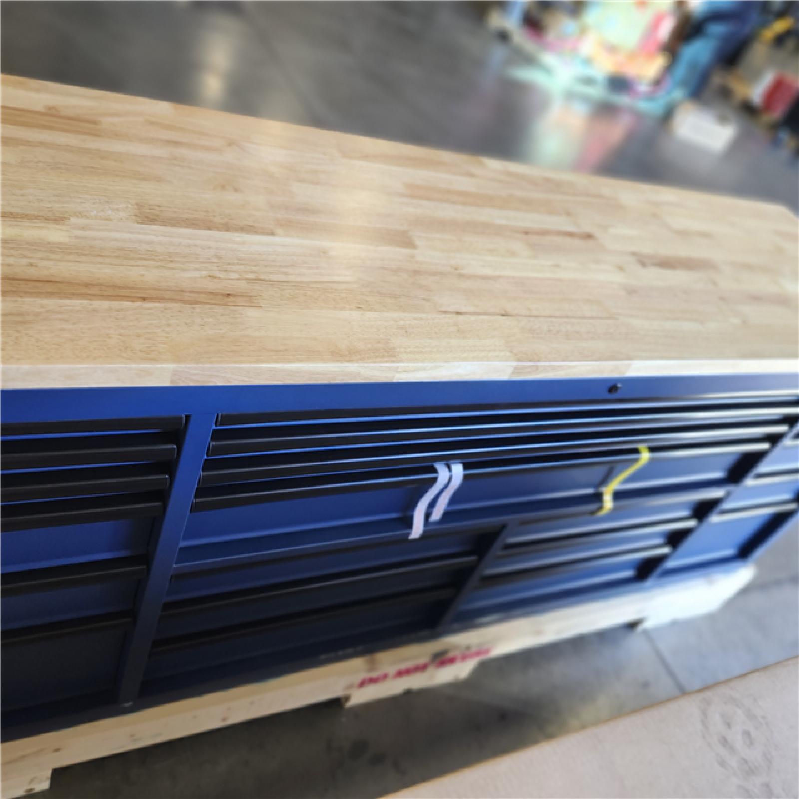 DALLAS LOCATION-  Husky Tool Storage Heavy Duty 84 in. W x 24 in. D Matte Blue Mobile Workbench Cabinet