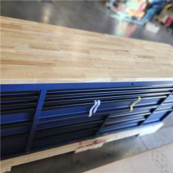 DALLAS LOCATION-  Husky Tool Storage Heavy Duty 84 in. W x 24 in. D Matte Blue Mobile Workbench Cabinet