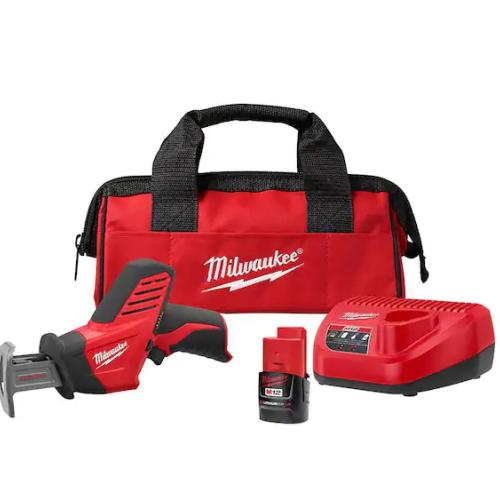 NEW! - Milwaukee M12 12V Lithium-Ion HACKZALL Cordless Reciprocating Saw Kit with One 1.5Ah Battery, Charger and Tool Bag