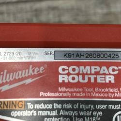 AS-IS Milwaukee FUEL 18V Lithium-Ion Brushless Cordless Compact Router (Tool-Only)