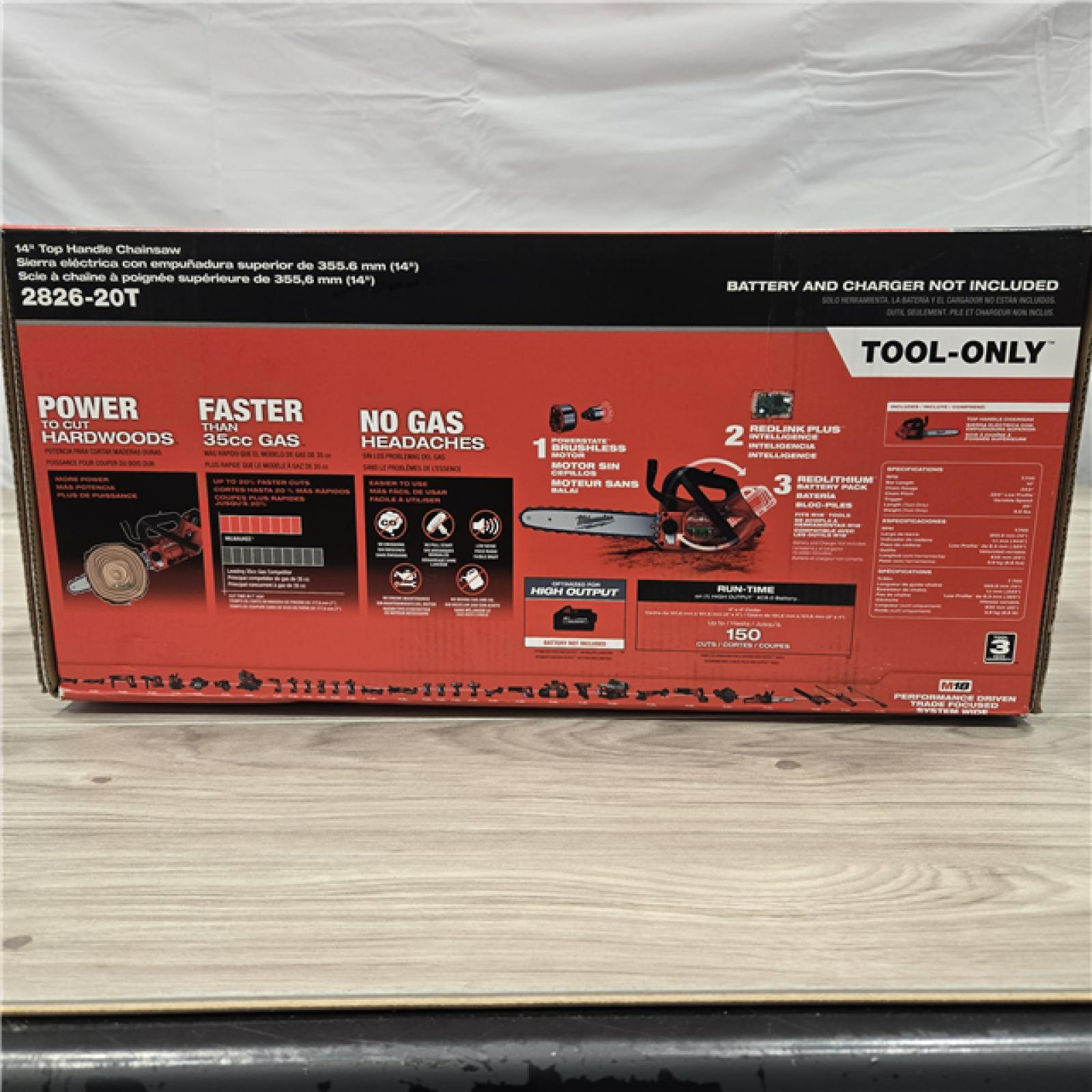 NEW- Milwaukee Tool 2826-20T M18 FUEL 14  Top Handle 18-Volt Lithium-Ion Brushless Electric Cordless Chainsaw (Tool-Only)