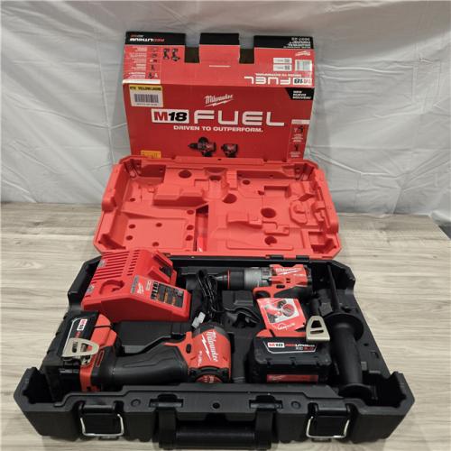 AS-IS MILWAUKEE FUEL 18V Lithium-Ion Brushless Cordless Hammer Drill and Impact Driver Combo Kit (2-Tool) with 2 Batteries