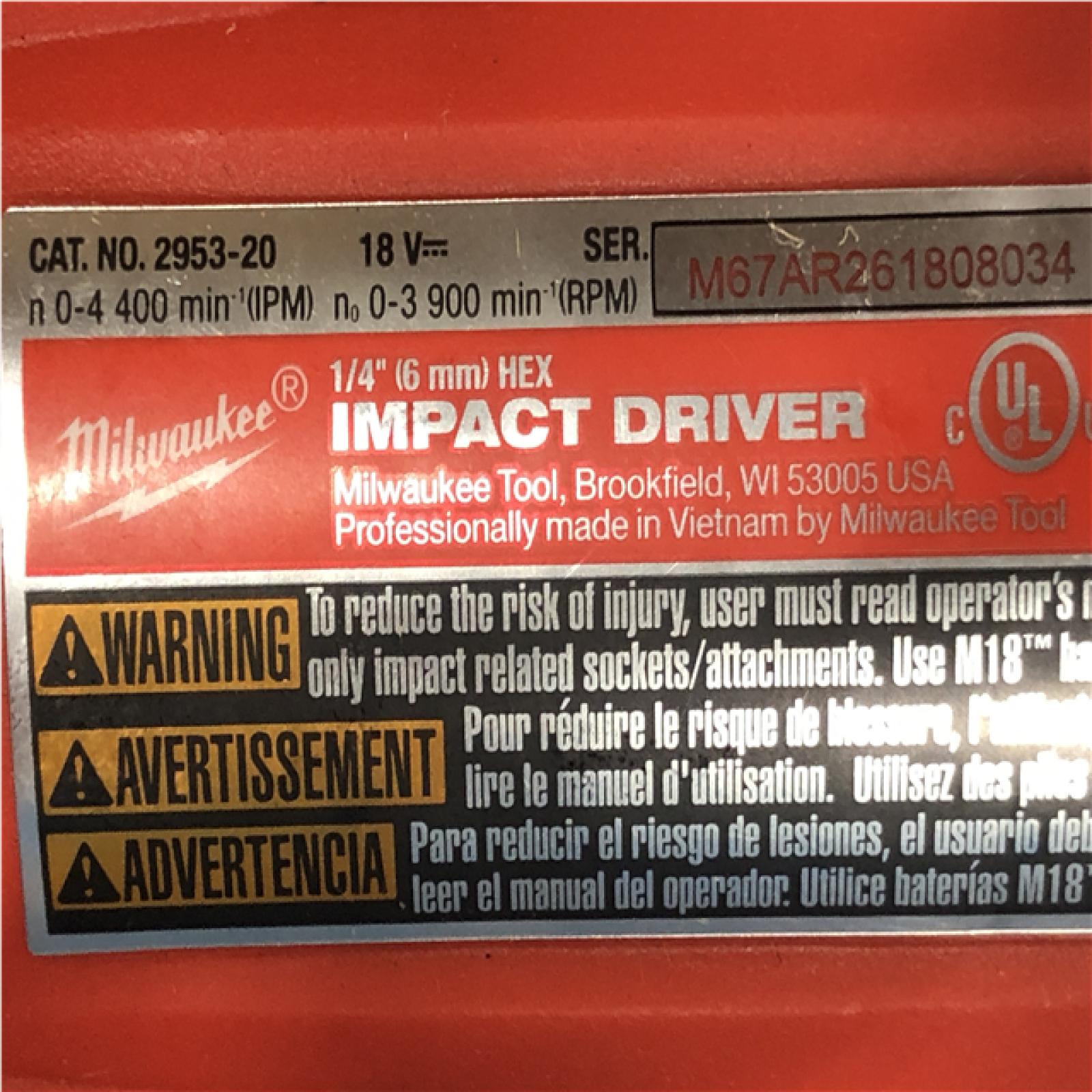 AS-IS Milwaukee FUEL 18V Lithium-Ion Brushless Cordless 1/4 in. Hex Impact Driver (Tool-Only)