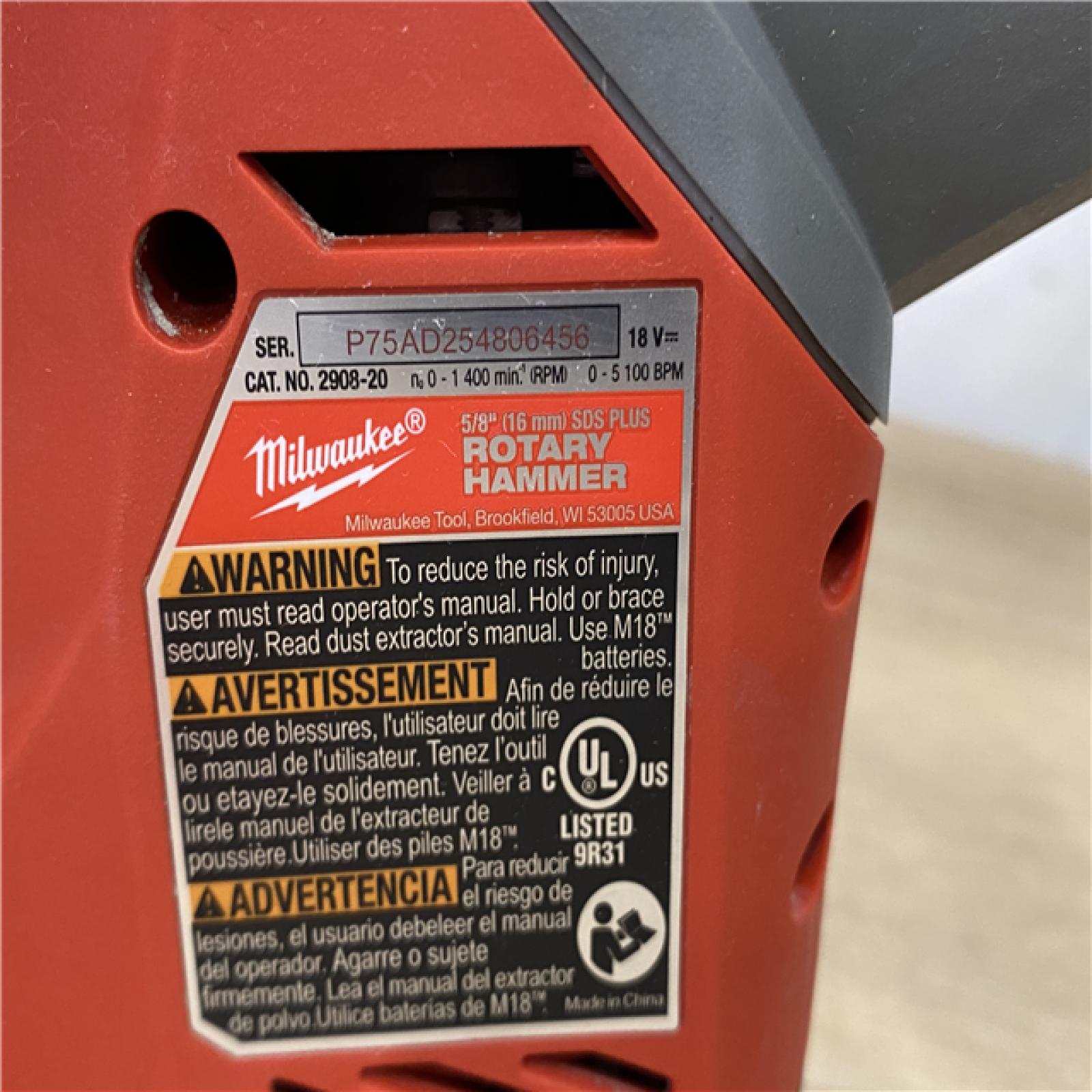 AS-IS Milwaukee FUEL 18V Lithium-Ion Brushless Cordless 5/8 in. SDS-Plus Rotary Hammer (Tool-Only)