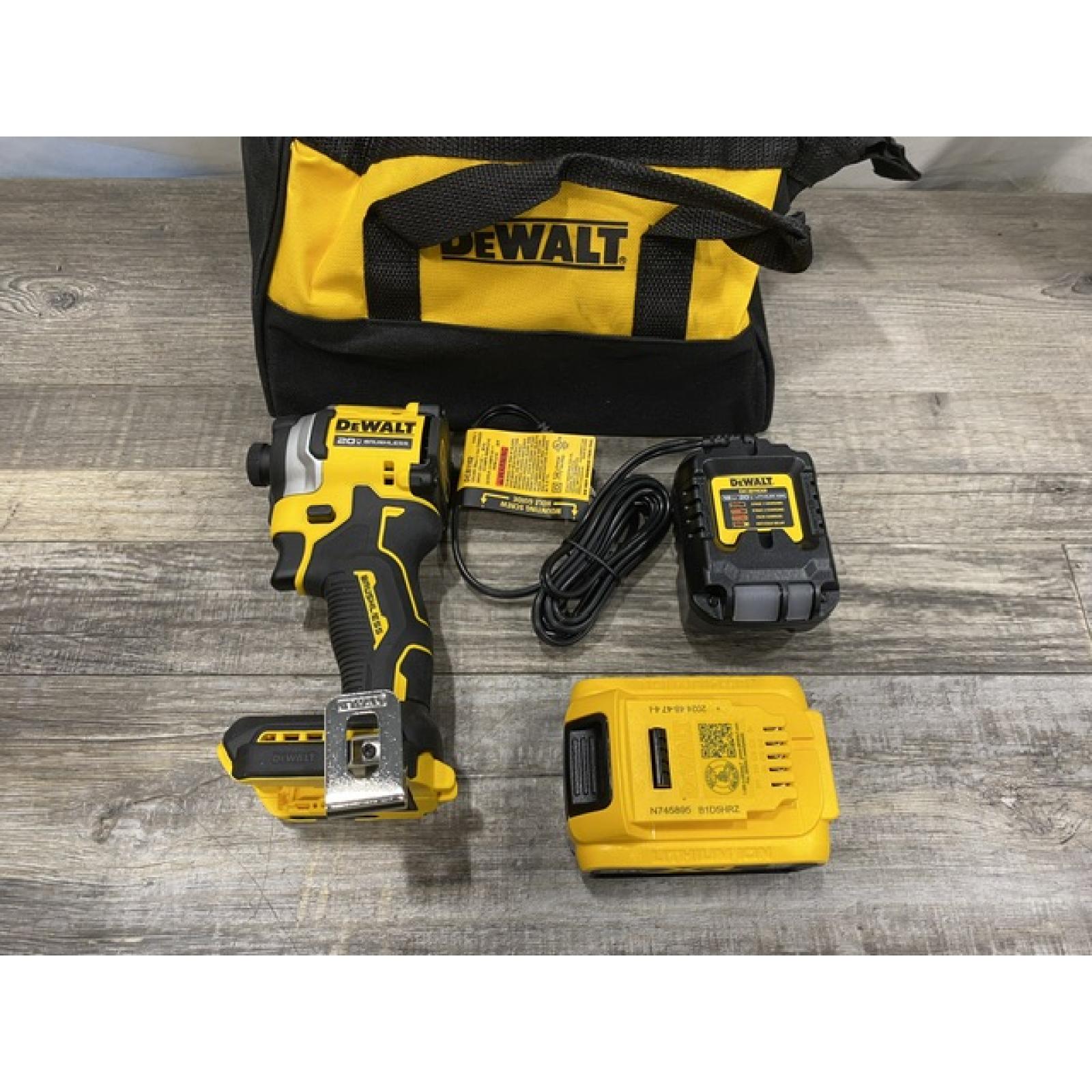 AS-IS DEWALT ATOMIC 20V MAX Lithium-Ion Cordless 1/4 in. Brushless Impact Driver Kit