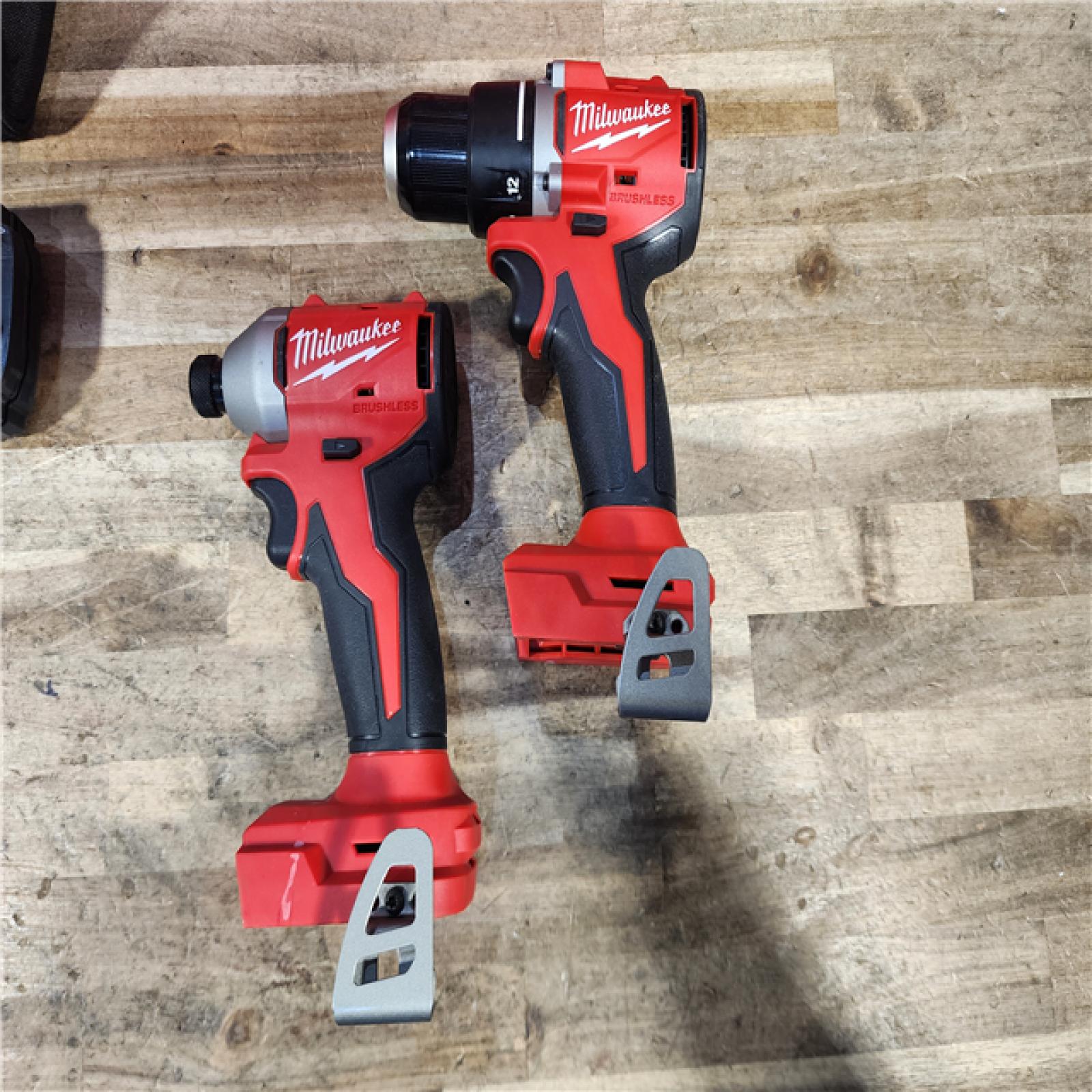 HOUSTON LOCATION - AS-IS Milwaukee M18 18V Lithium-Ion Brushless Cordless Compact Drill/Impact Combo Kit (2-Tool) W/(2) 2.0 Ah Batteries  Charger & Bag