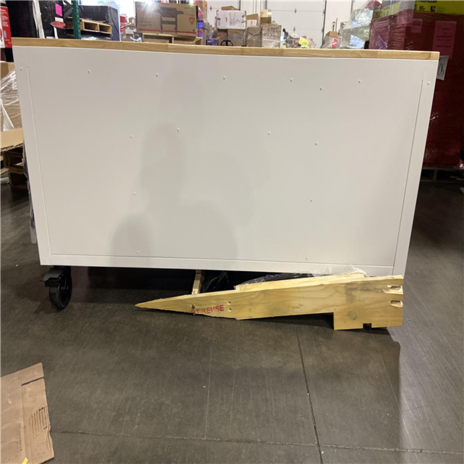 DALLAS LOCATION - Husky Tool Storage 72 in. W x 24 in. D 18-Drawer Heavy Duty Adjustable Height Mobile Workbench Cabinet in Matte White